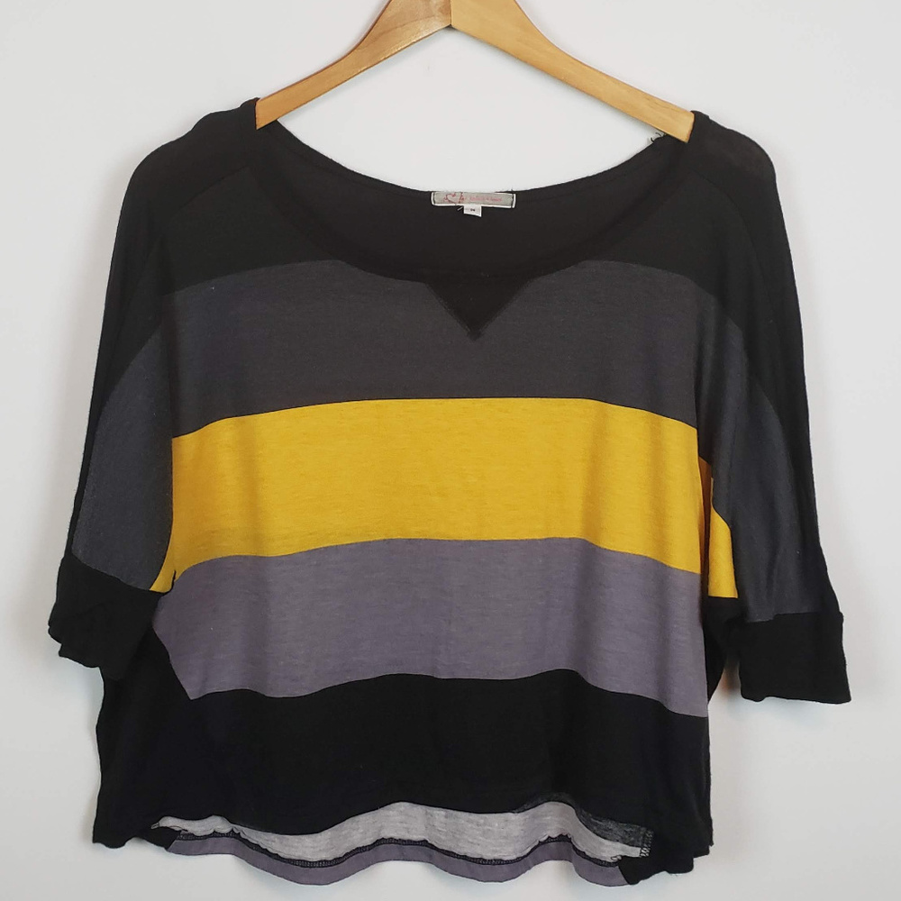 Julie's Closet Womens Striped Short Sleeve Blouse